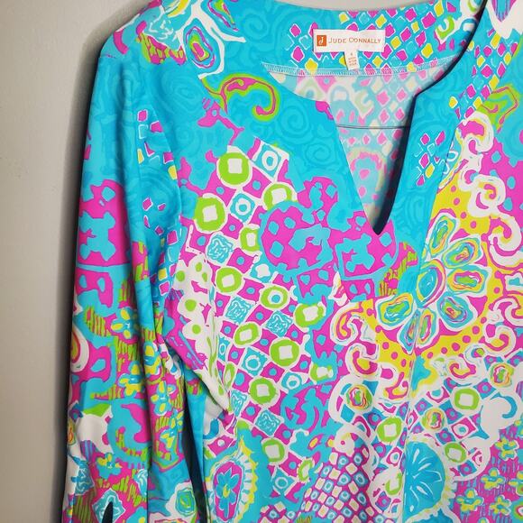 Jude Connally Colorful Printed Medallion Dress 3/4 Sleeves Women's Size Small - Picture 3 of 13